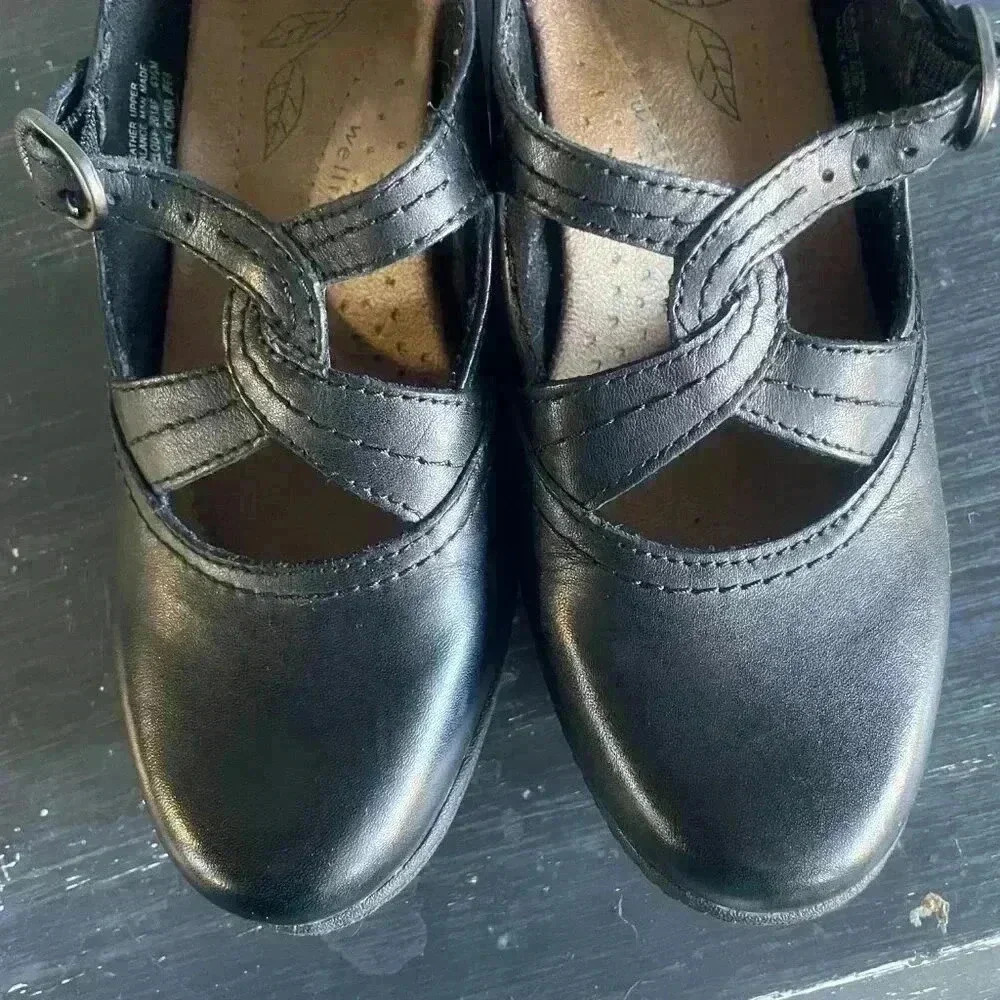 Earth Origins Melody Black Leather Mary Jane Heeled Shoes 6.5 - Picture 4 of 8